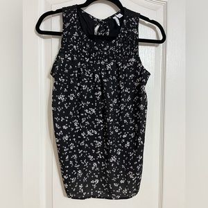 Black with White Flowers Tank Top
